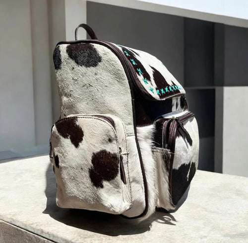 All Cowhide Turquoise Backpack