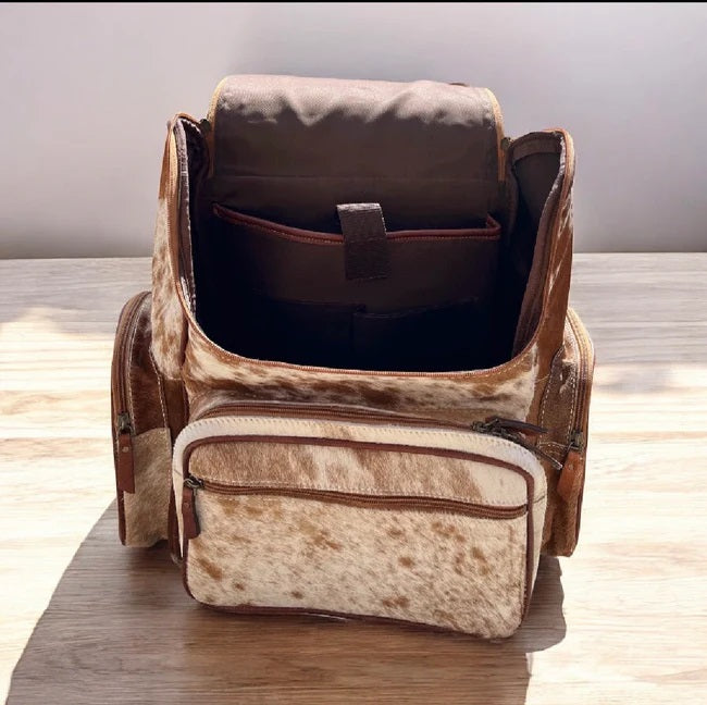 Floral Tooled & Cowhide Backpack