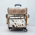 Tooled Leather & Cowhide Rolling Backpack