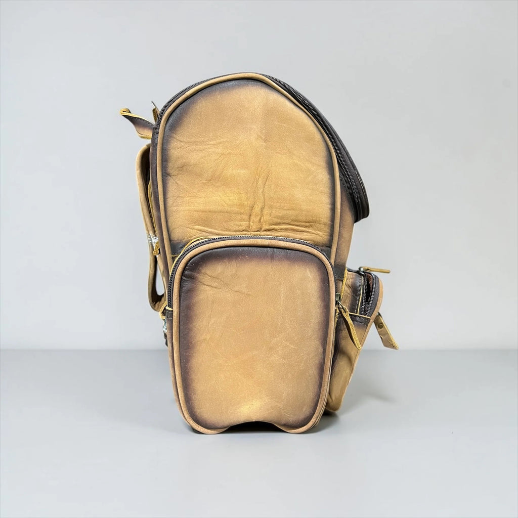 Rustic Leather Floral Tooled Leather Backpack