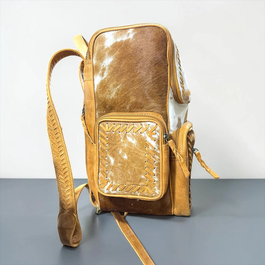 Yellow Cowhide Backpack
