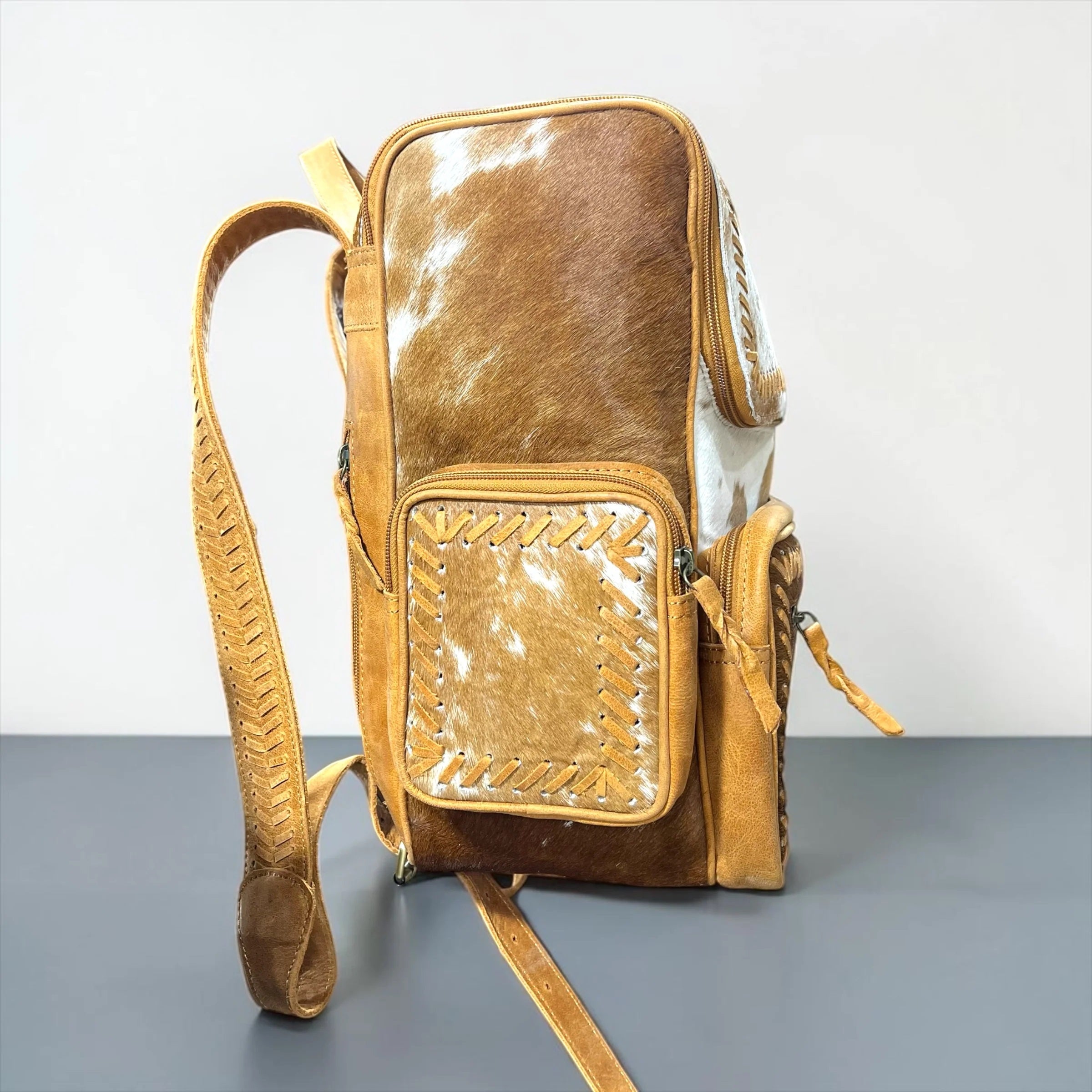 Yellow Cowhide Backpack
