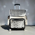 Checker Leather & Cowhide Rolling Backpack