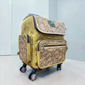 All Leather Floral Tooled Leather Rolling Backpack