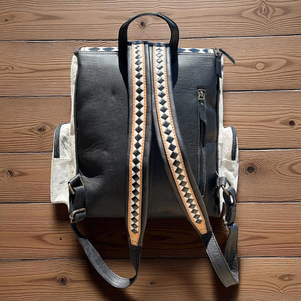 Rodeo Checker Tooled Leather & Cowhide Backpack
