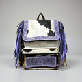 Purple Fringe Tooled Leather & Cowhide Backpack