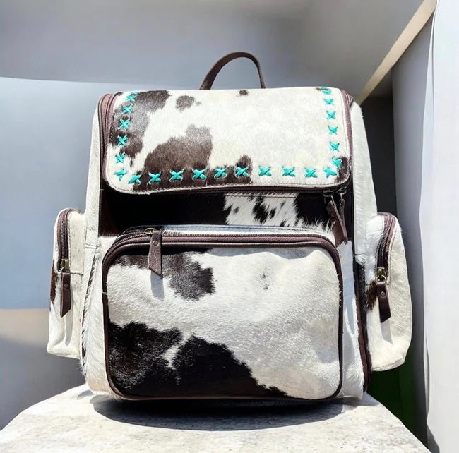 All Cowhide Turquoise Backpack
